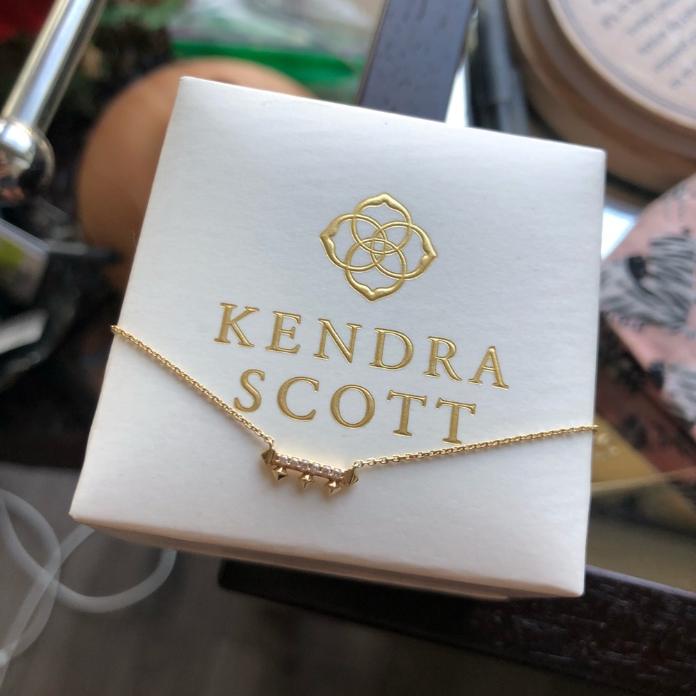 Pendant Necklace - White Diamond & 14k Yellow Gold